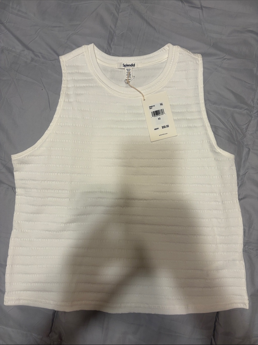 Splendid White Textured Crewneck Tank
